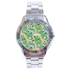 Girls With Dogs For A Walk In The Park Stainless Steel Analogue Watch by SychEva