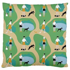 Girls With Dogs For A Walk In The Park Standard Flano Cushion Case (two Sides) by SychEva