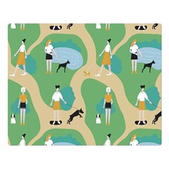 Girls With Dogs For A Walk In The Park Double Sided Flano Blanket (large)  by SychEva