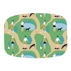 Girls With Dogs For A Walk In The Park Mini Square Pill Box by SychEva