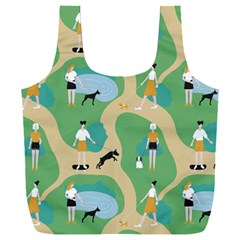 Girls With Dogs For A Walk In The Park Full Print Recycle Bag (xxl) by SychEva