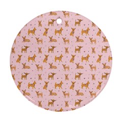 Cute Chihuahua With Sparkles On A Pink Background Ornament (round) by SychEva