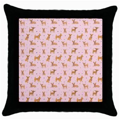 Cute Chihuahua With Sparkles On A Pink Background Throw Pillow Case (black) by SychEva