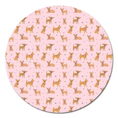 Cute Chihuahua With Sparkles On A Pink Background Magnet 5  (round) by SychEva