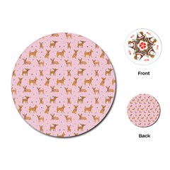 Cute Chihuahua With Sparkles On A Pink Background Playing Cards Single Design (round) by SychEva