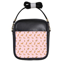 Cute Chihuahua With Sparkles On A Pink Background Girls Sling Bag by SychEva