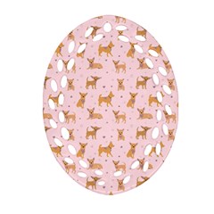 Cute Chihuahua With Sparkles On A Pink Background Oval Filigree Ornament (two Sides) by SychEva