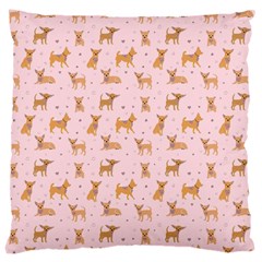 Cute Chihuahua With Sparkles On A Pink Background Large Cushion Case (one Side) by SychEva