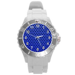 Metallic Mesh Screen-blue Round Plastic Sport Watch (l) by impacteesstreetweareight