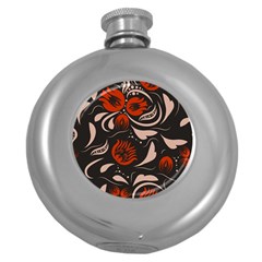 Folk Flowers Pattern Floral Surface Design Seamless Pattern Round Hip Flask (5 Oz) by Eskimos