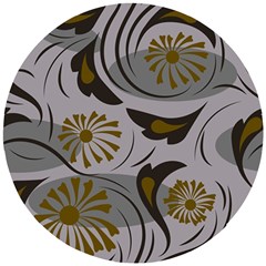 Folk Flowers Pattern Floral Surface Design Seamless Pattern Wooden Puzzle Round by Eskimos