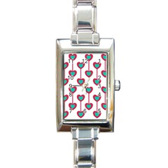 Red Hearts On A White Background Rectangle Italian Charm Watch