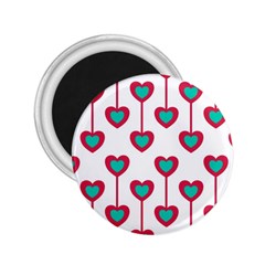 Red Hearts On A White Background 2.25  Magnets