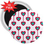 Red Hearts On A White Background 3  Magnets (10 pack)  Front