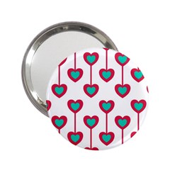 Red Hearts On A White Background 2 25  Handbag Mirrors by SychEva