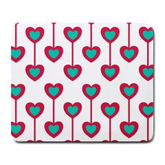 Red Hearts On A White Background Large Mousepads