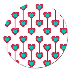 Red Hearts On A White Background Magnet 5  (Round)