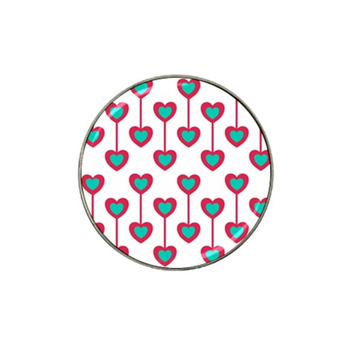 Red Hearts On A White Background Hat Clip Ball Marker (10 pack)