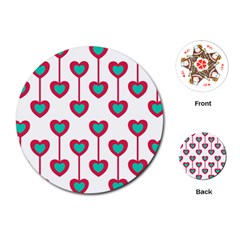 Red Hearts On A White Background Playing Cards Single Design (Round)