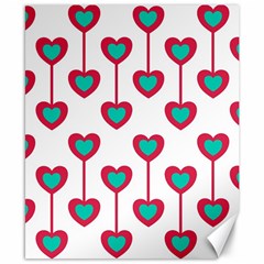 Red Hearts On A White Background Canvas 8  x 10 