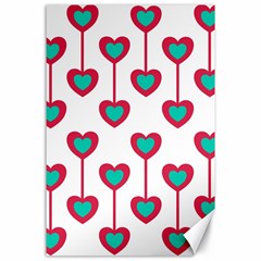 Red Hearts On A White Background Canvas 24  x 36 