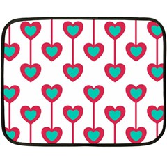 Red Hearts On A White Background Fleece Blanket (Mini)