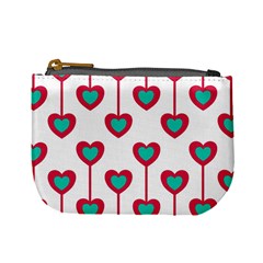 Red Hearts On A White Background Mini Coin Purse