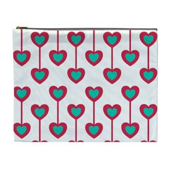 Red Hearts On A White Background Cosmetic Bag (XL)