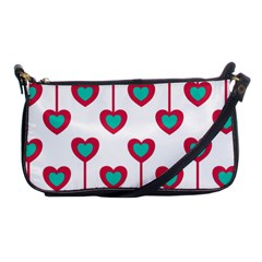 Red Hearts On A White Background Shoulder Clutch Bag by SychEva