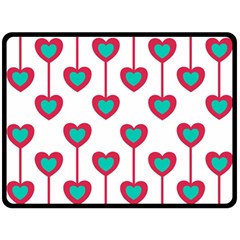 Red Hearts On A White Background Fleece Blanket (Large) 