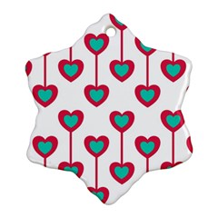 Red Hearts On A White Background Ornament (Snowflake)