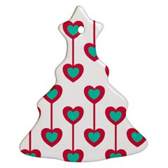 Red Hearts On A White Background Ornament (Christmas Tree) 