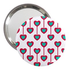 Red Hearts On A White Background 3  Handbag Mirrors by SychEva