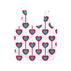 Red Hearts On A White Background Full Print Recycle Bag (S)