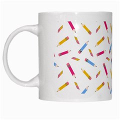 Multicolored Pencils And Erasers White Mugs by SychEva