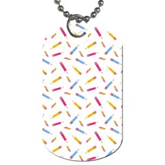 Multicolored Pencils And Erasers Dog Tag (one Side) by SychEva