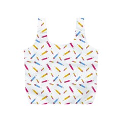 Multicolored Pencils And Erasers Full Print Recycle Bag (s) by SychEva