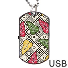 Leaves Foliage Batik Seamless Dog Tag Usb Flash (two Sides) by Amaryn4rt