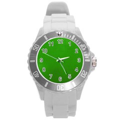 Metallic Mesh Screen 2-green Round Plastic Sport Watch (l) by impacteesstreetweareight