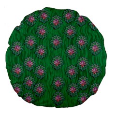 Lotus Bloom In The Blue Sea Of Peacefulness Large 18  Premium Flano Round Cushions by pepitasart