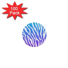 White Tiger Purple & Blue Animal Fur Print Stripes 1  Mini Buttons (100 Pack) 