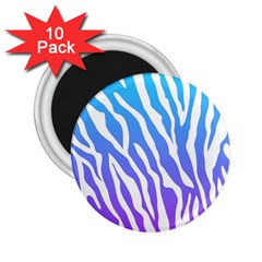 White Tiger Purple & Blue Animal Fur Print Stripes 2 25  Magnets (10 Pack) 