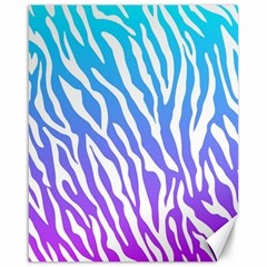 White Tiger Purple & Blue Animal Fur Print Stripes Canvas 16  X 20 