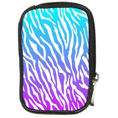 White Tiger Purple & Blue Animal Fur Print Stripes Compact Camera Leather Case by Casemiro