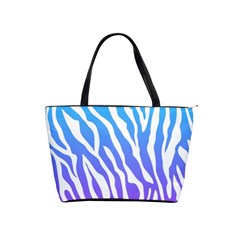White Tiger Purple & Blue Animal Fur Print Stripes Classic Shoulder Handbag by Casemiro