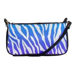 White Tiger Purple & Blue Animal Fur Print Stripes Shoulder Clutch Bag by Casemiro