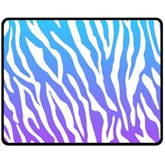 White Tiger Purple & Blue Animal Fur Print Stripes Double Sided Fleece Blanket (medium) 