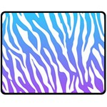 White tiger purple & blue animal fur print stripes Double Sided Fleece Blanket (Medium)  58.8 x47.4  Blanket Back