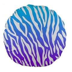 White Tiger Purple & Blue Animal Fur Print Stripes Large 18  Premium Flano Round Cushions by Casemiro