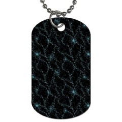 Turquoise Abstract Flowers With Splashes On A Dark Background  Abstract Print Dog Tag (one Side) by SychEva